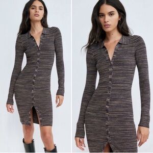 WILFRED Cove Sweater Dress in Space Dye Dark Grey Aritzia Size XS